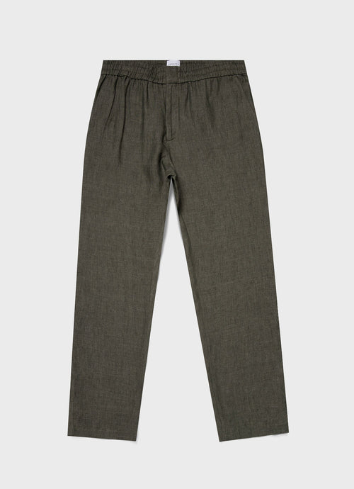 Mens Linen Drawstring Trouser In Light Khaki Mtrs3092 Gnht