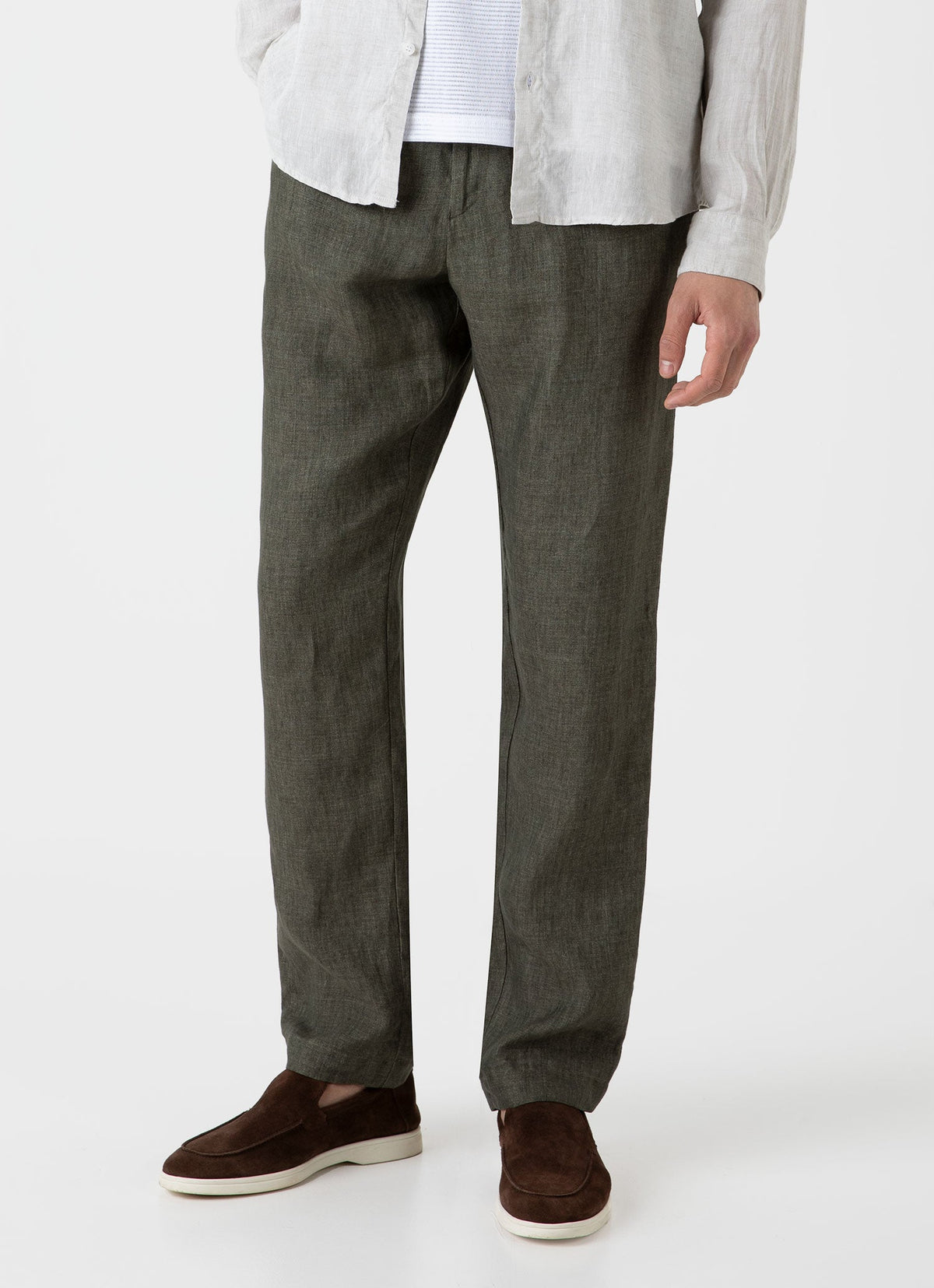 Mens Linen Drawstring Trouser In Light Khaki Mtrs3092 Gnht