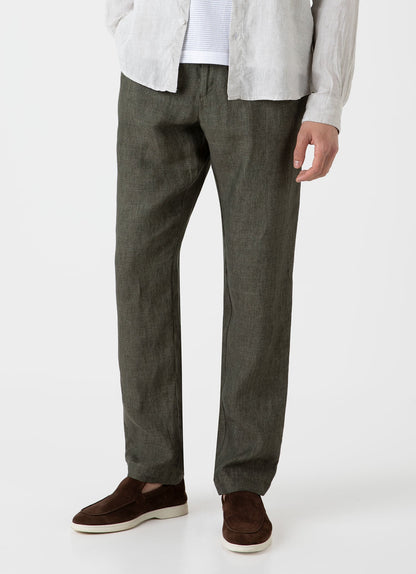 Mens Linen Drawstring Trouser In Light Khaki Mtrs3092 Gnht