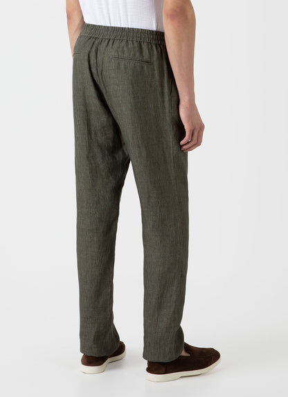 Mens Linen Drawstring Trouser In Light Khaki Mtrs3092 Gnht
