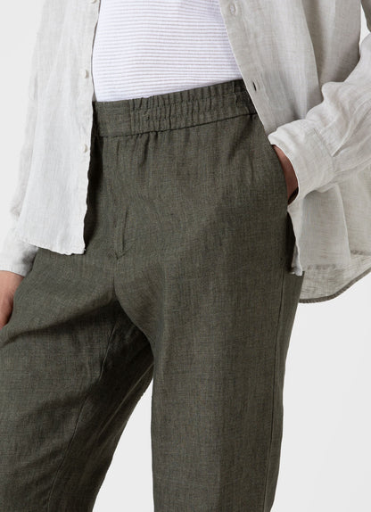 Mens Linen Drawstring Trouser In Light Khaki Mtrs3092 Gnht