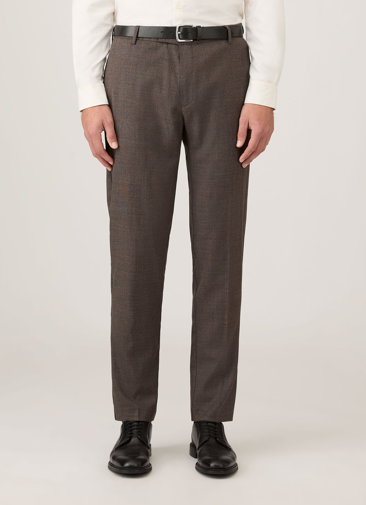 Mens Lightweight Travel Wool Trouser In Light Coffee Melange Mtrs3109 Brfx