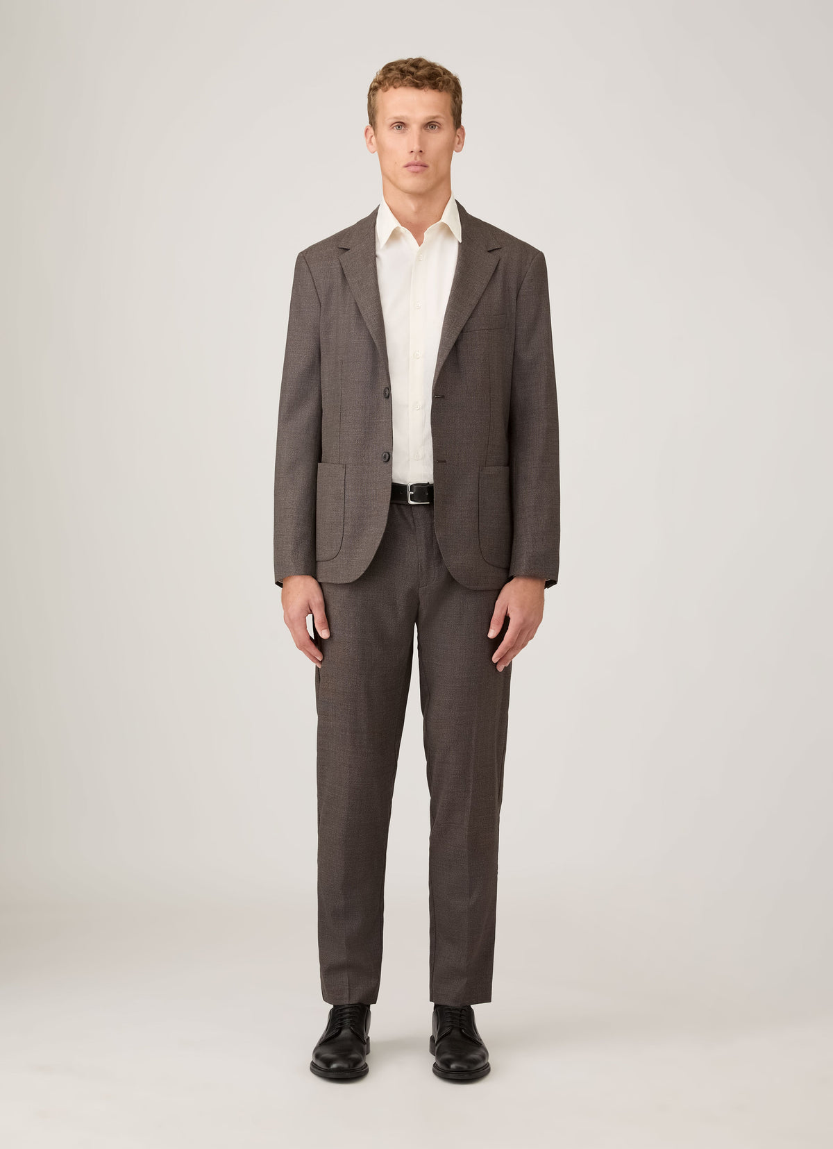 Mens Lightweight Travel Wool Trouser In Light Coffee Melange Mtrs3109 Brfx