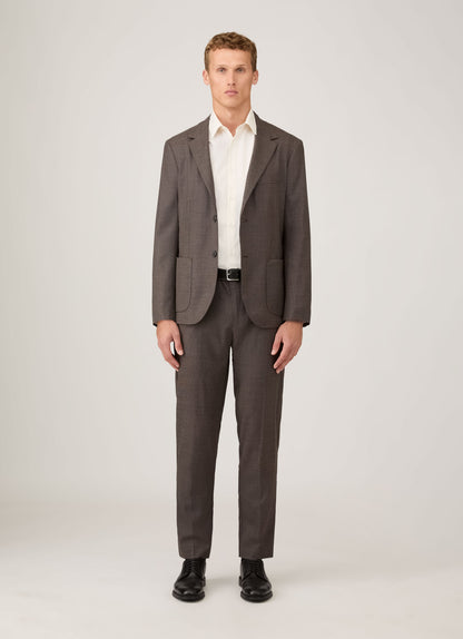 Mens Lightweight Travel Wool Trouser In Light Coffee Melange Mtrs3109 Brfx