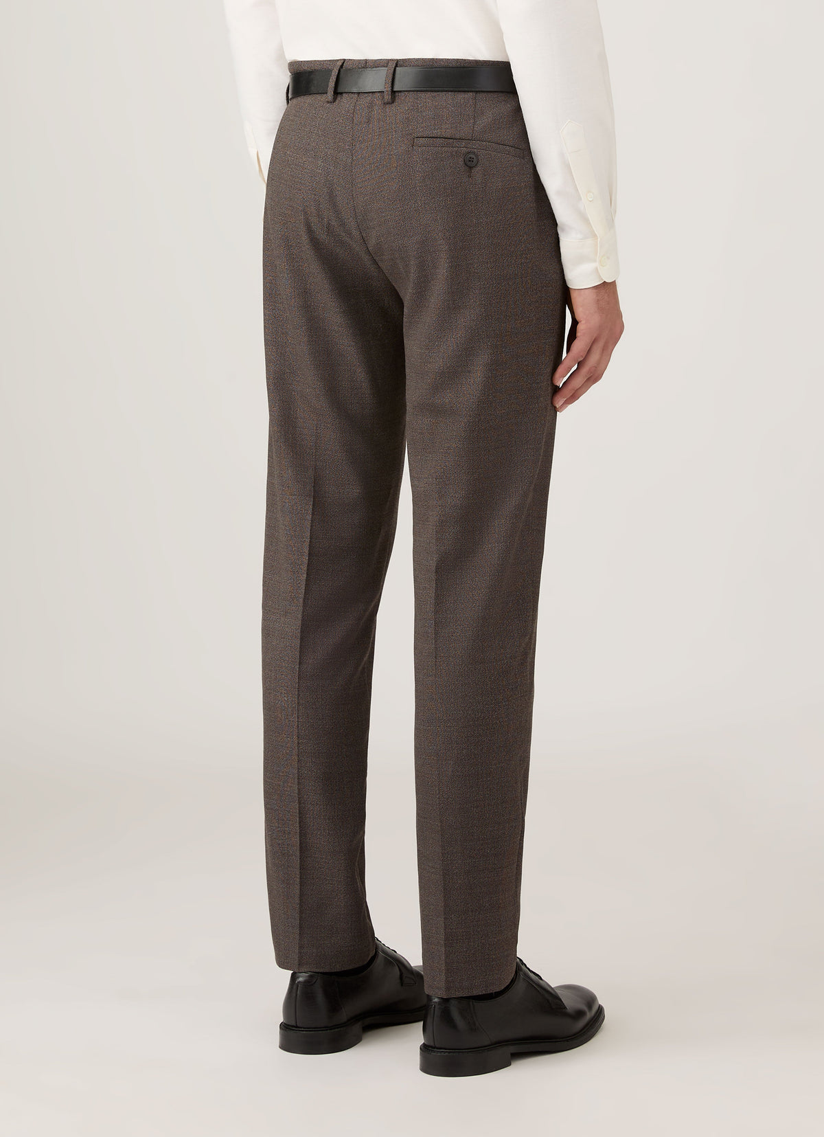 Mens Lightweight Travel Wool Trouser In Light Coffee Melange Mtrs3109 Brfx