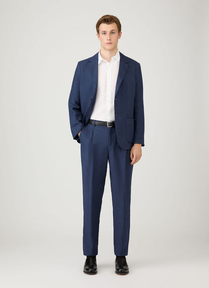 Mens Pleated Linen Trouser In Light Navy Mtrs3115 Buaf