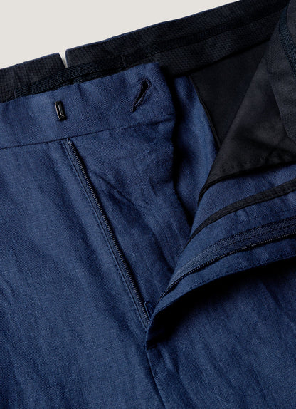 Mens Pleated Linen Trouser In Light Navy Mtrs3115 Buaf