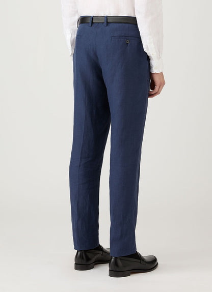 Mens Pleated Linen Trouser In Light Navy Mtrs3115 Buaf
