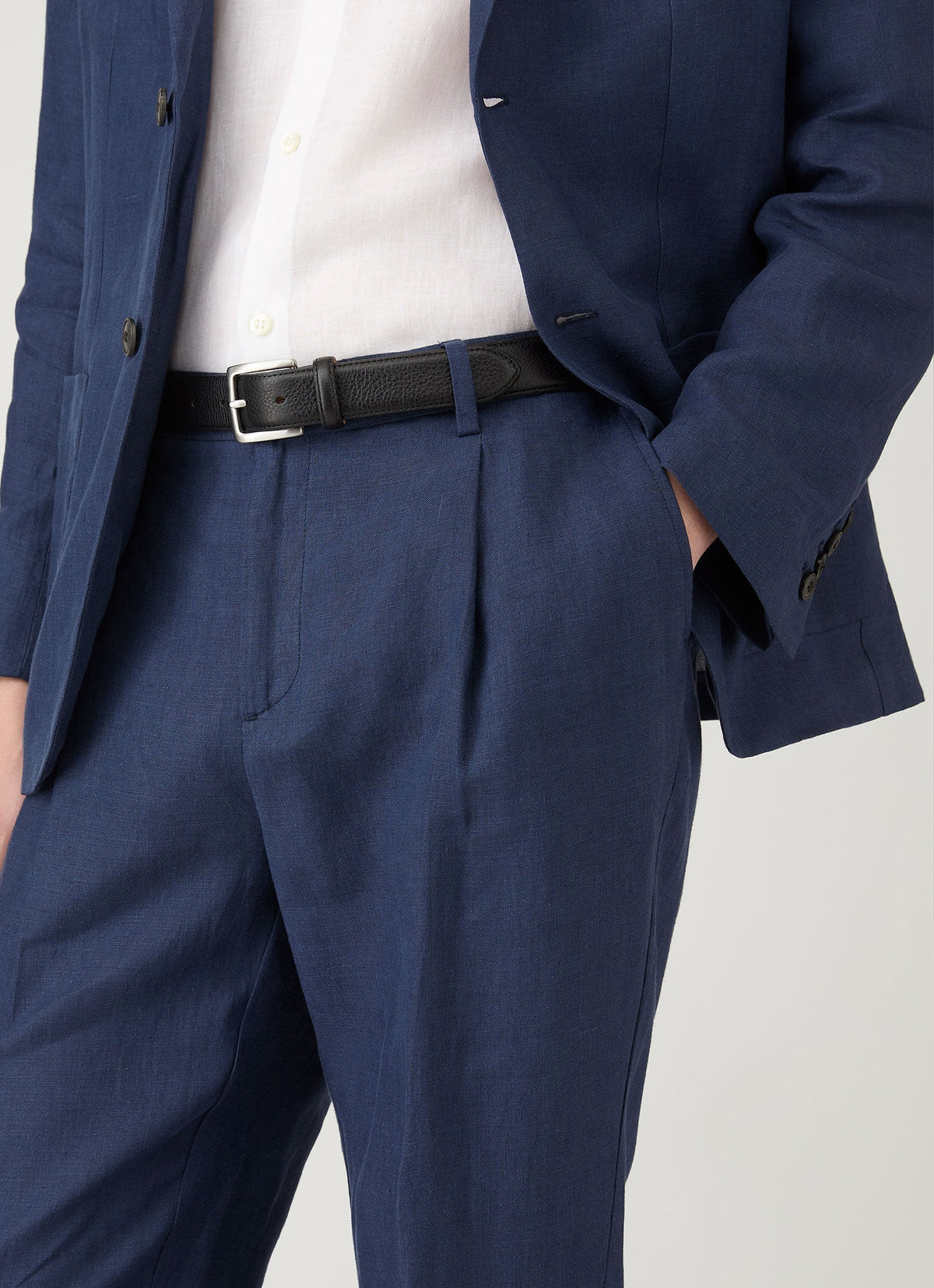 Mens Pleated Linen Trouser In Light Navy Mtrs3115 Buaf