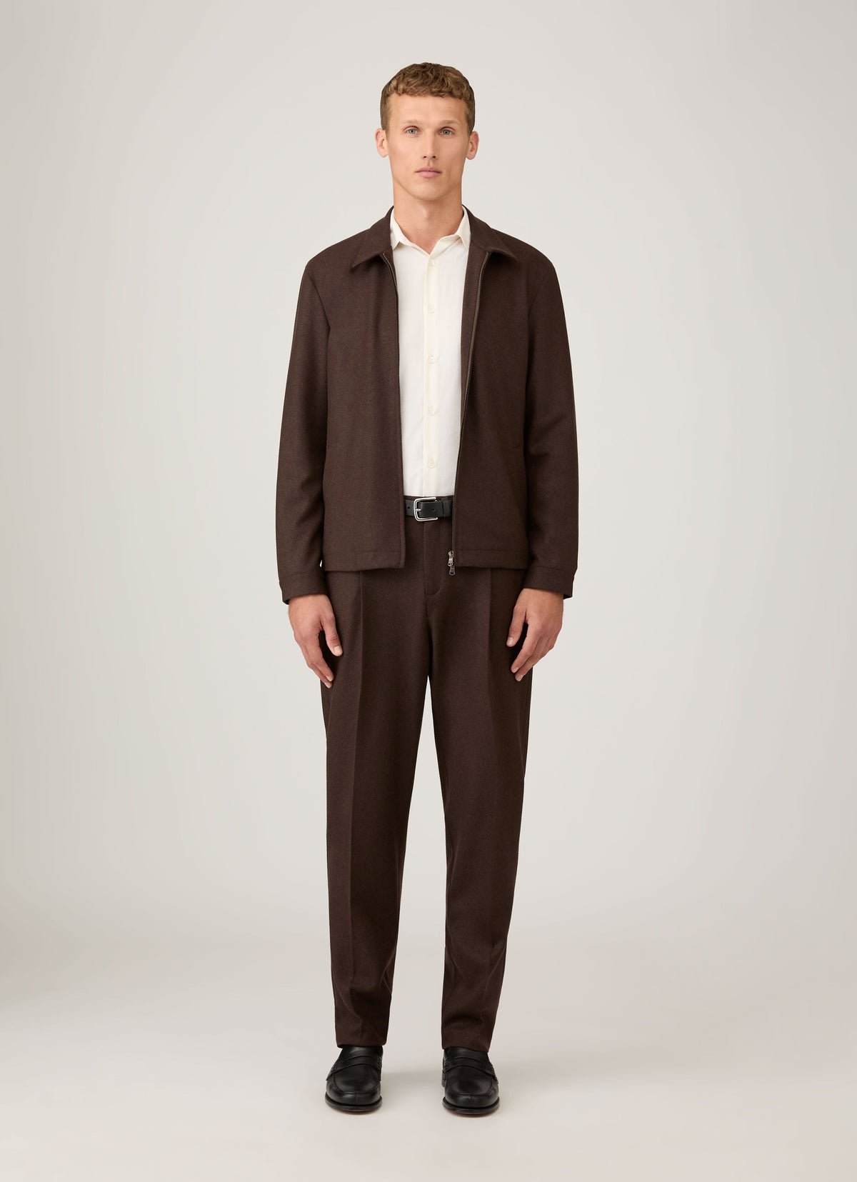 Mens Boiled Wool Trouser In Truffle Mtrs3121 Brgd