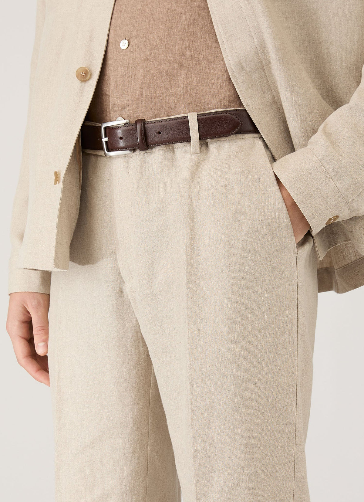 Mens Linen Trouser In Sand Mtrs3130 Brbd