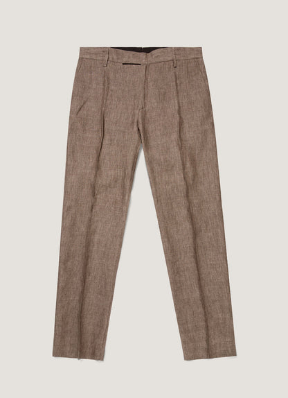 Mens Linen Trouser In Dark Walnut Mtrs3130 Brgw