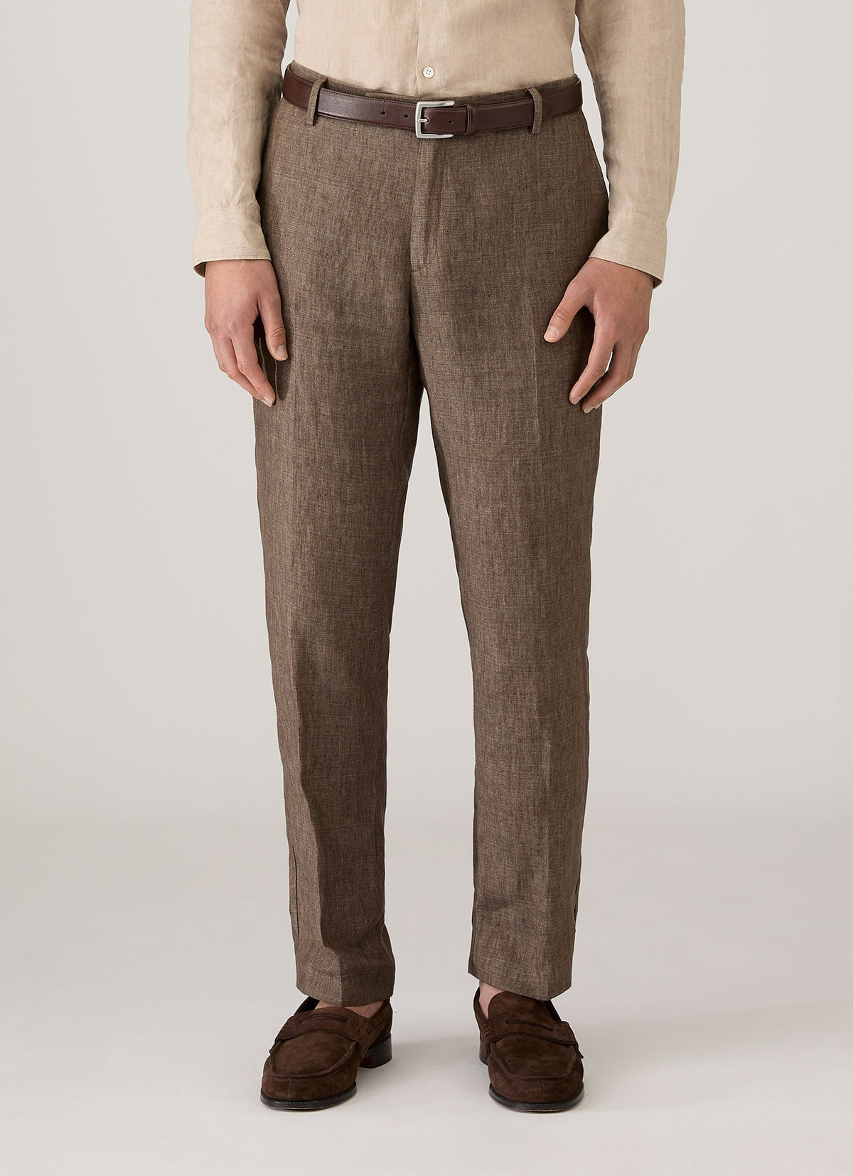 Mens Linen Trouser In Dark Walnut Mtrs3130 Brgw