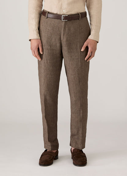 Mens Linen Trouser In Dark Walnut Mtrs3130 Brgw