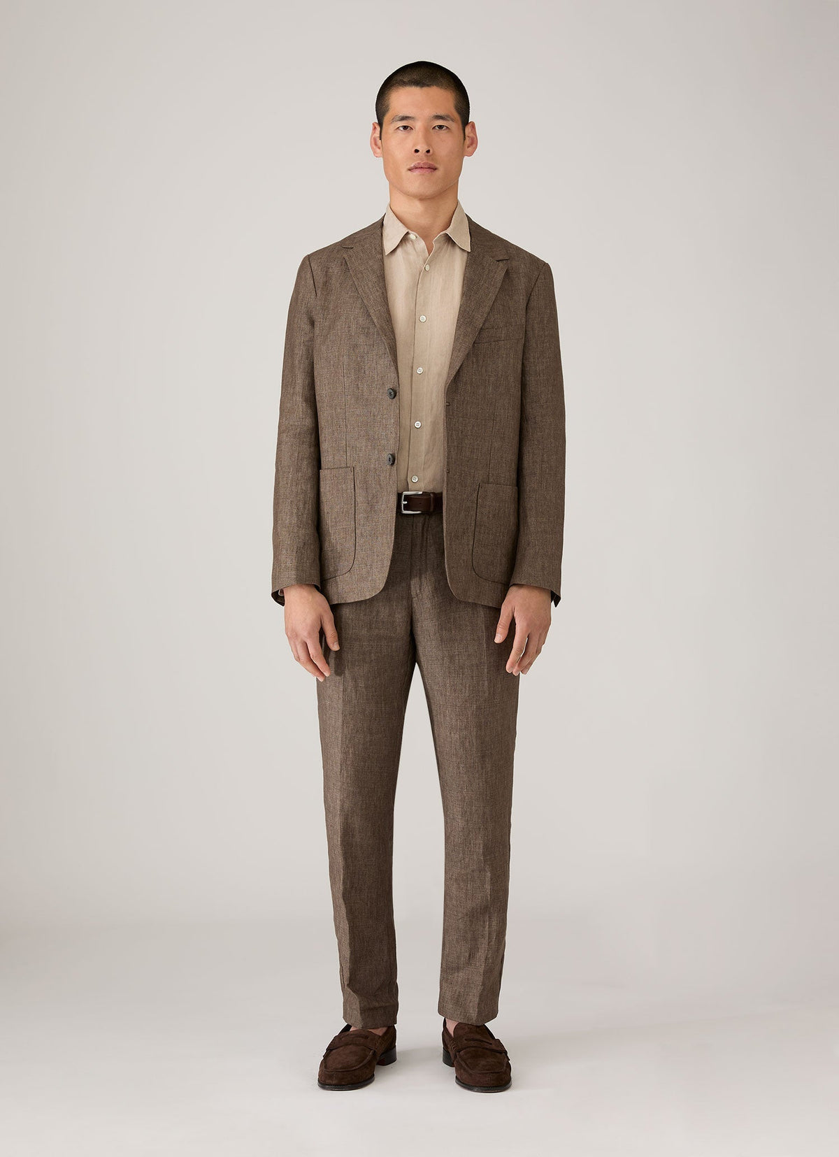 Mens Linen Trouser In Dark Walnut Mtrs3130 Brgw