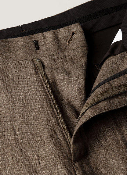 Mens Linen Trouser In Dark Walnut Mtrs3130 Brgw