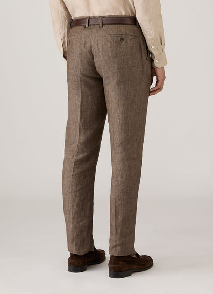 Mens Linen Trouser In Dark Walnut Mtrs3130 Brgw