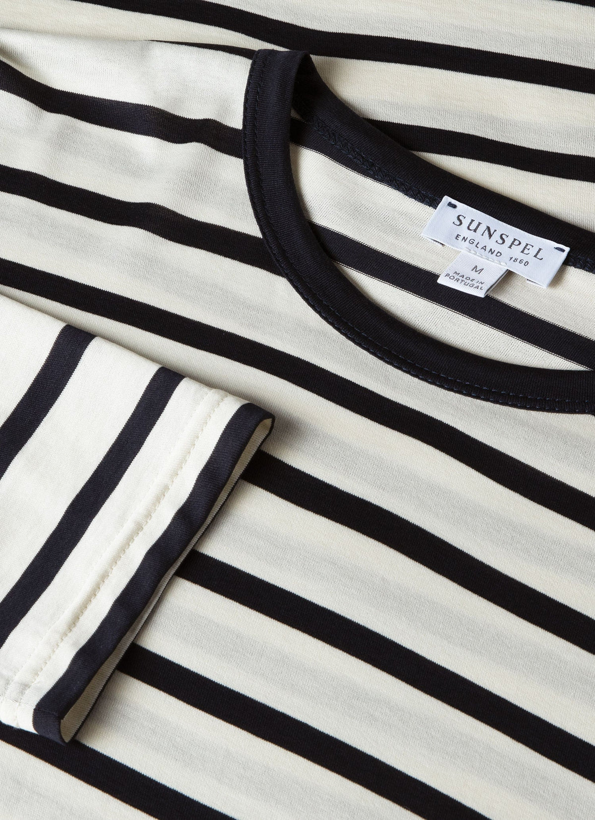 Mens Long Sleeve Classic Tshirt In Ecru Navy Breton Stripe Mtsh0003Brs Stea