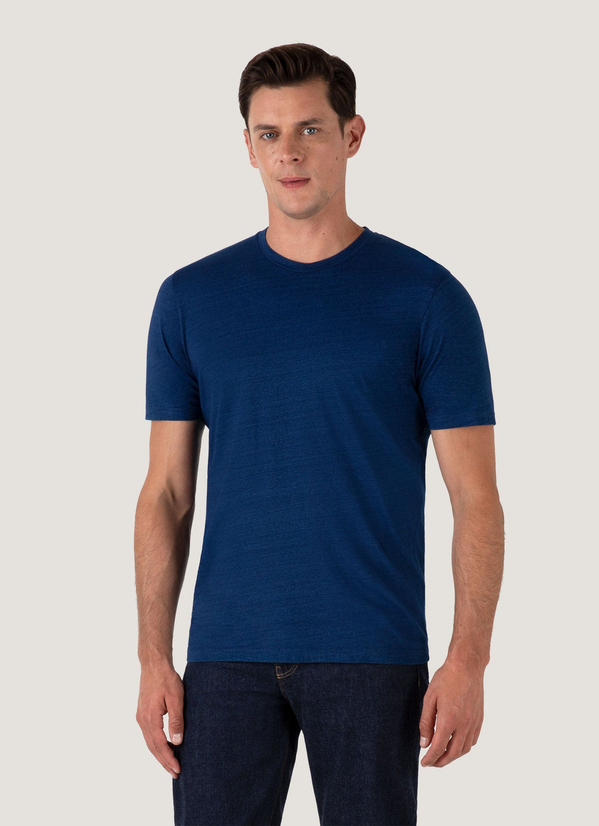 Mens Indigo Dyed Cotton Riviera T Shirt In Real Indigo