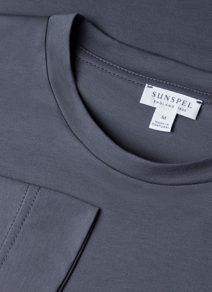 Mens Long Sleeve Riviera Midweight Tshirt In Slate Blue Mtsh0136S Buua