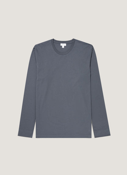 Mens Long Sleeve Riviera Midweight Tshirt In Slate Blue Mtsh0136R Buua