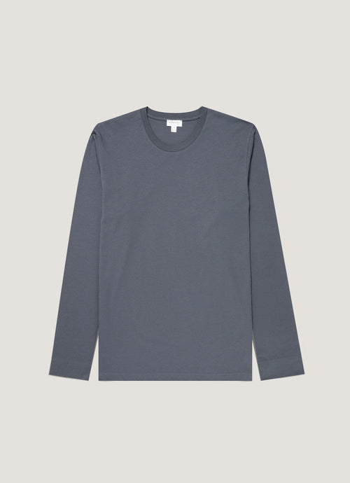 Mens Long Sleeve Riviera Midweight Tshirt In Slate Blue Mtsh0136R Buua
