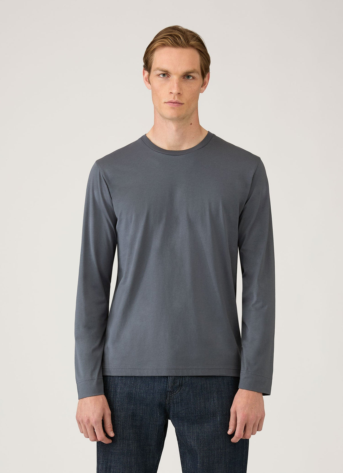 Mens Long Sleeve Riviera Midweight Tshirt In Slate Blue Mtsh0136R Buua