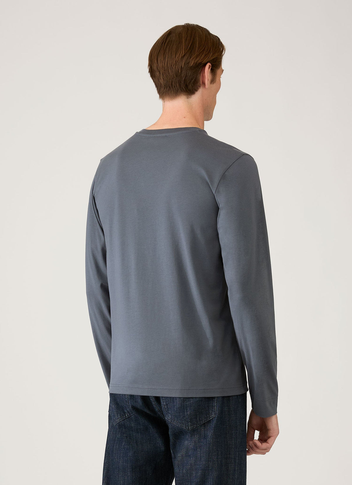 Mens Long Sleeve Riviera Midweight Tshirt In Slate Blue Mtsh0136R Buua