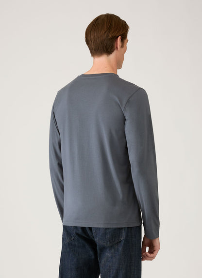 Mens Long Sleeve Riviera Midweight Tshirt In Slate Blue Mtsh0136R Buua
