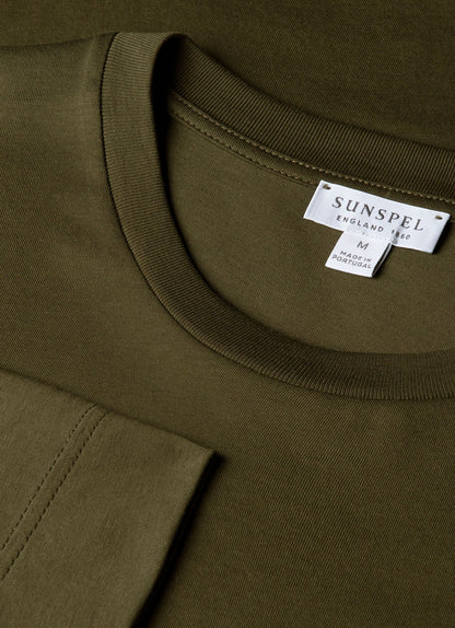 Mens Long Sleeve Riviera Midweight Tshirt In Deep Olive Mtsh0136R Gniz