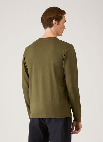 Mens Long Sleeve Riviera Midweight Tshirt In Deep Olive Mtsh0136R Gniz