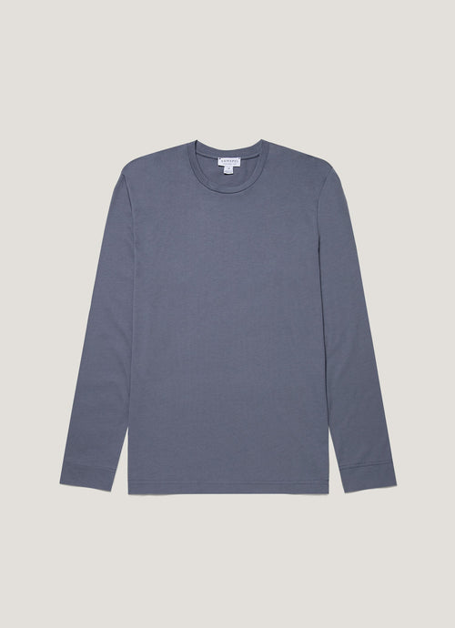 Mens Long Sleeve Riviera Midweight Tshirt In Slate Blue Mtsh0136S Buua