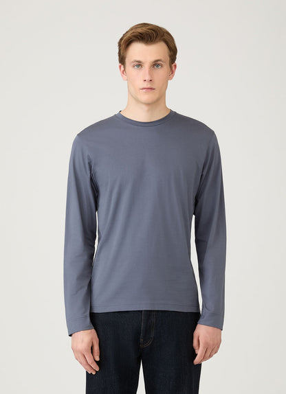 Mens Long Sleeve Riviera Midweight Tshirt In Slate Blue Mtsh0136S Buua