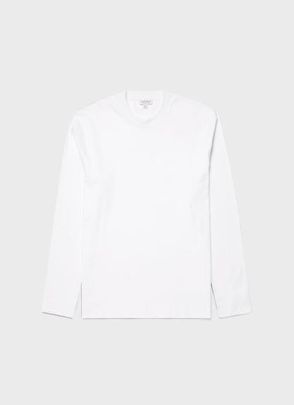 Mens Carbon Brushed Long Sleeve T Shirt In White Mtsh0137 Whaa