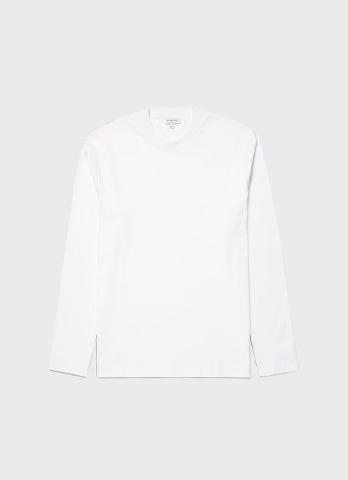 Mens Carbon Brushed Long Sleeve T Shirt In White Mtsh0137 Whaa