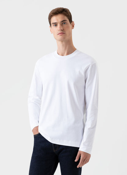 Mens Carbon Brushed Long Sleeve T Shirt In White Mtsh0137 Whaa