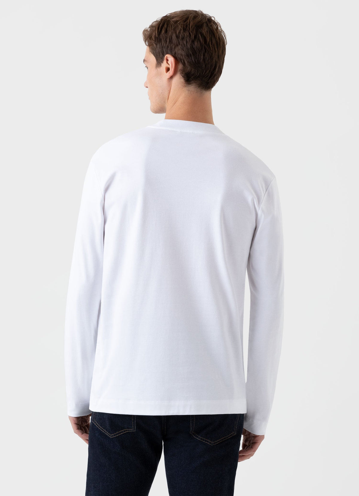 Mens Carbon Brushed Long Sleeve T Shirt In White Mtsh0137 Whaa