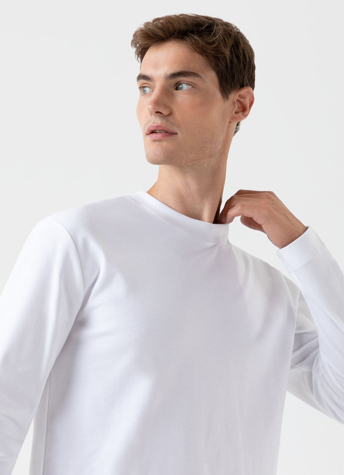 Mens Carbon Brushed Long Sleeve T Shirt In White Mtsh0137 Whaa
