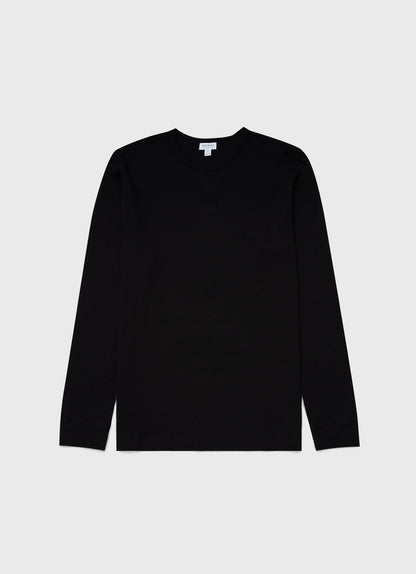 Mens Long Sleeve Waffle Tshirt In Black Mtsh0161 Bkaa