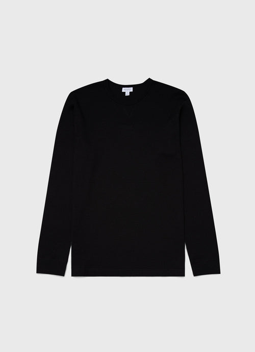 Mens Long Sleeve Waffle Tshirt In Black Mtsh0161 Bkaa