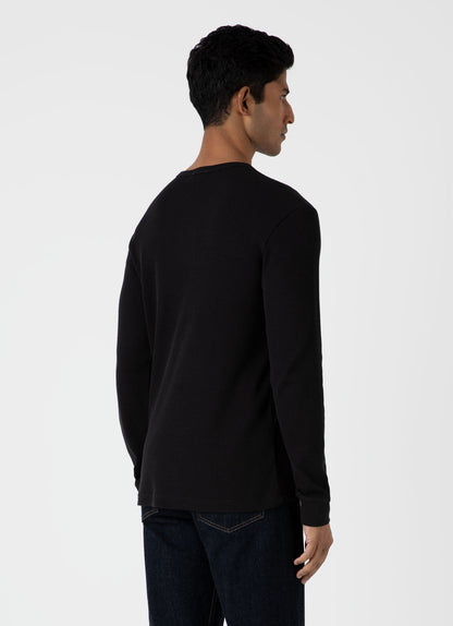 Mens Long Sleeve Waffle Tshirt In Black Mtsh0161 Bkaa