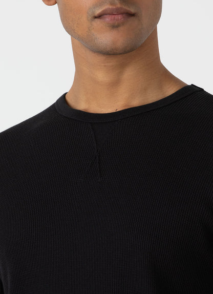 Mens Long Sleeve Waffle Tshirt In Black Mtsh0161 Bkaa