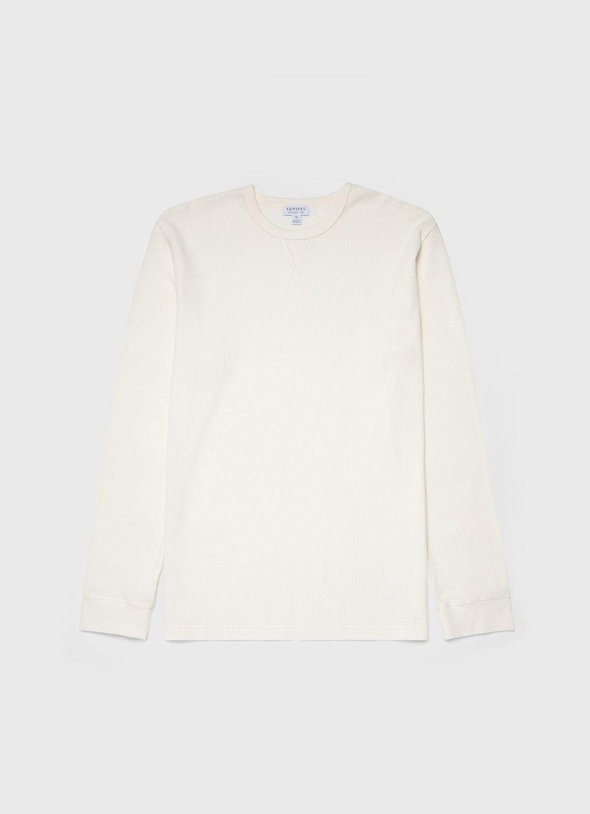 Mens Long Sleeve Waffle Tshirt In Ecru Mtsh0161 Whcr