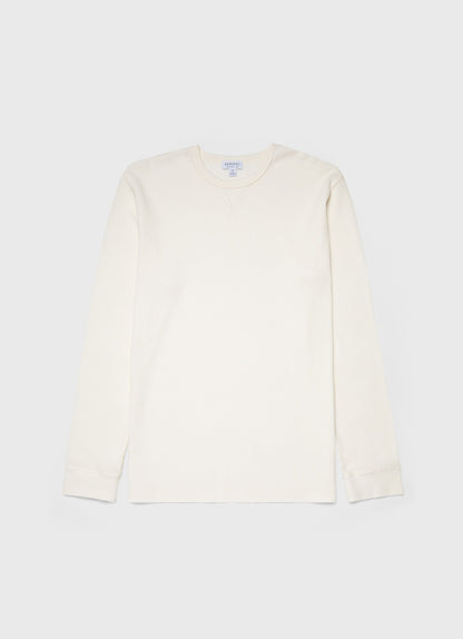 Mens Long Sleeve Waffle Tshirt In Ecru Mtsh0161 Whcr