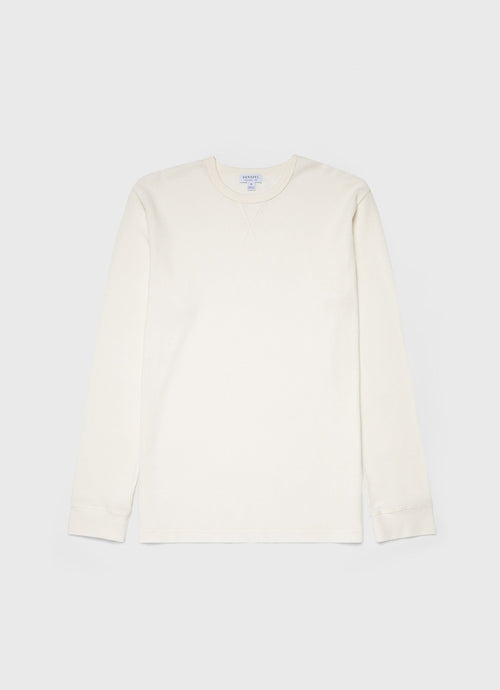 Mens Long Sleeve Waffle Tshirt In Ecru Mtsh0161 Whcr
