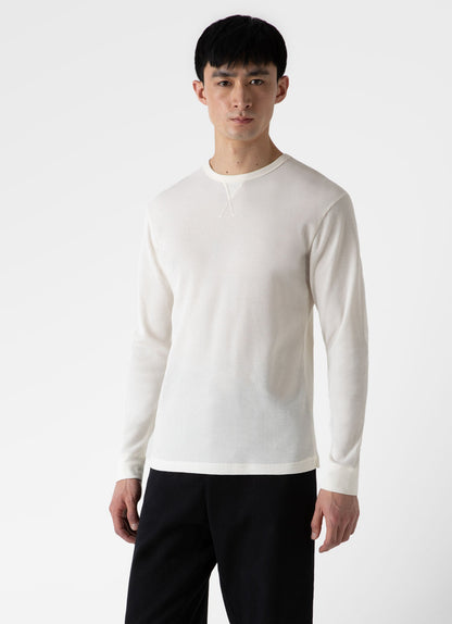 Mens Long Sleeve Waffle Tshirt In Ecru Mtsh0161 Whcr