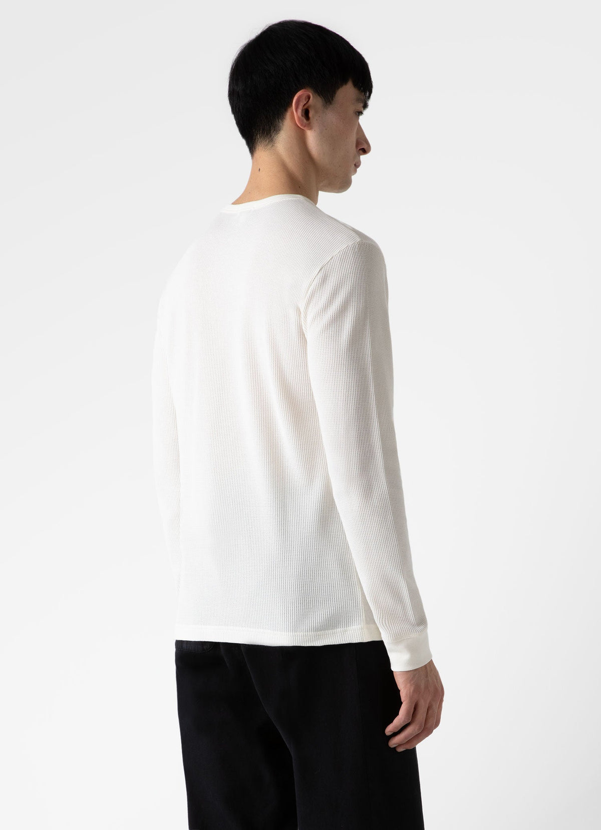 Mens Long Sleeve Waffle Tshirt In Ecru Mtsh0161 Whcr