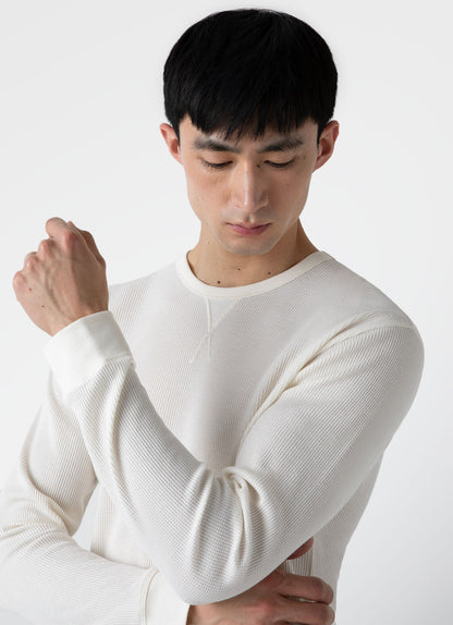Mens Long Sleeve Waffle Tshirt In Ecru Mtsh0161 Whcr