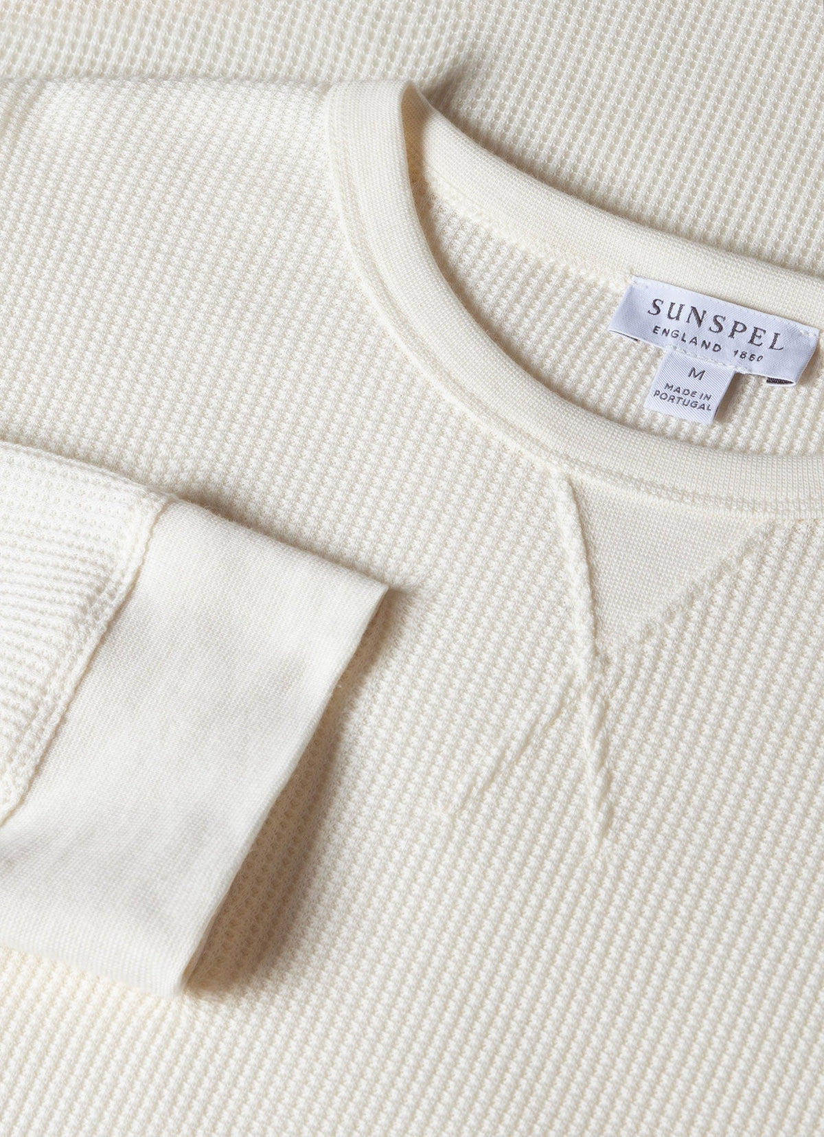 Mens Long Sleeve Waffle Tshirt In Ecru Mtsh0161 Whcr