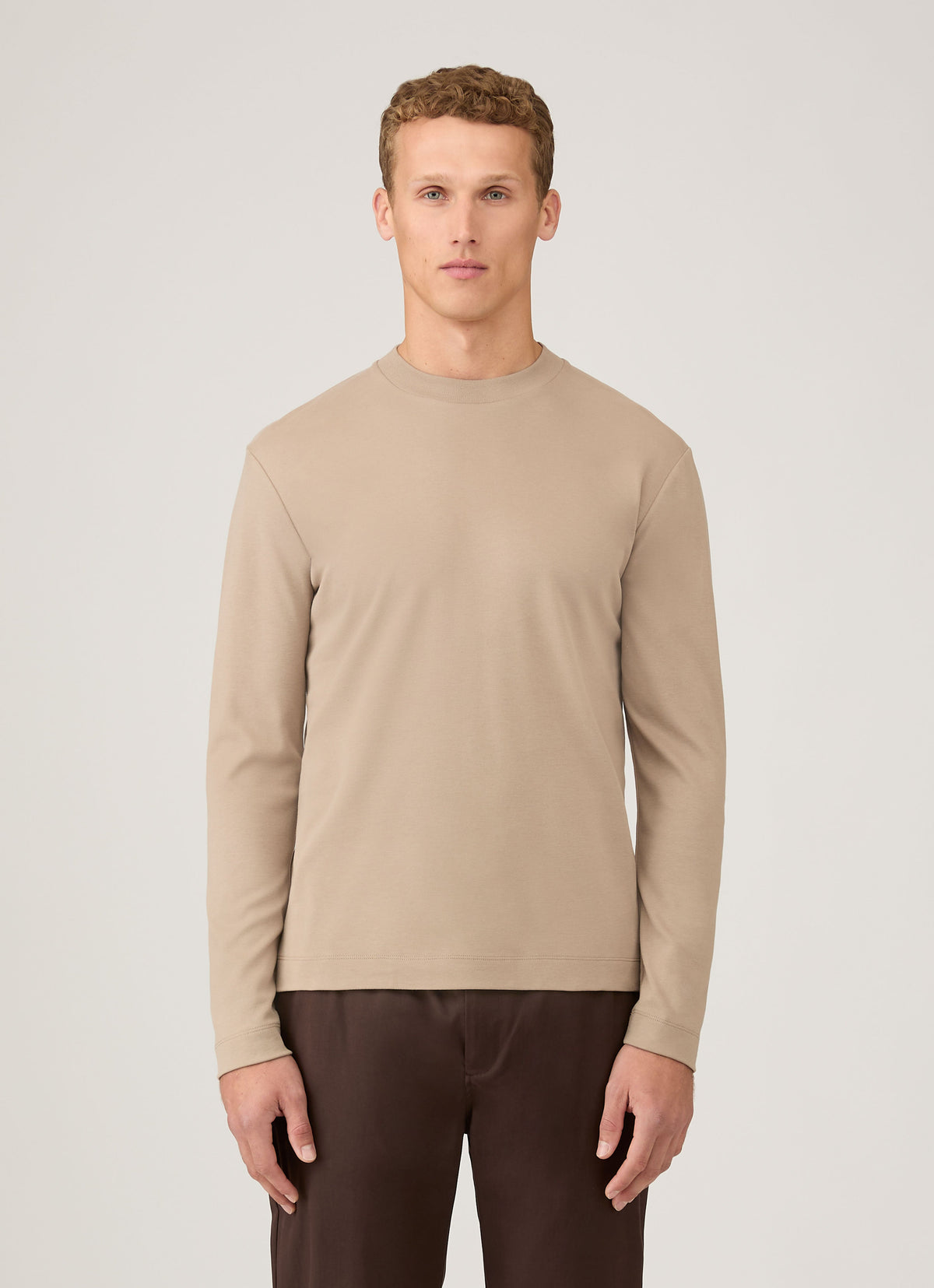 Mens Long Sleeve Heavyweight Tshirt In Mink Mtsh0182 Brgb